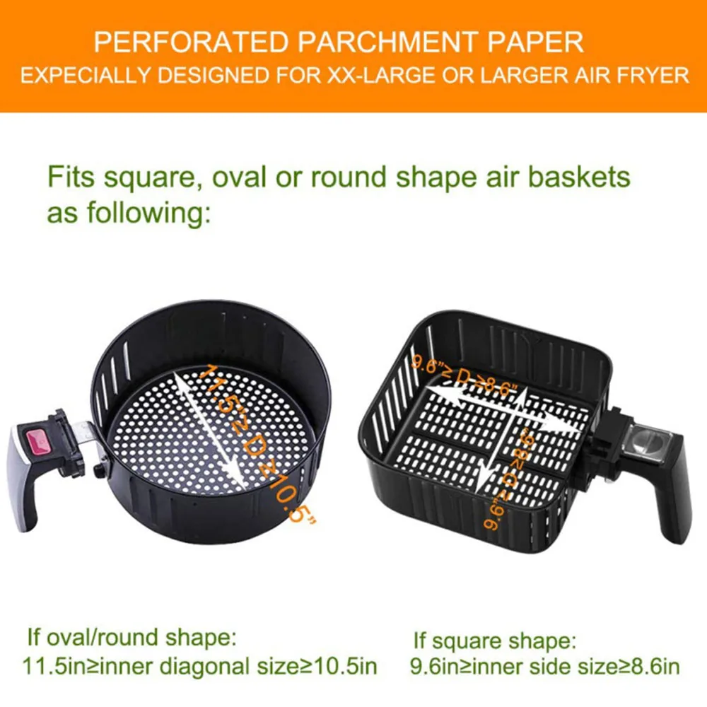 Greaseproof Parchment Paper Steamer White 8.5 Inch Air Fryer Bakeware Cake pan DIY Kitchen Liner Set 100pcs New
