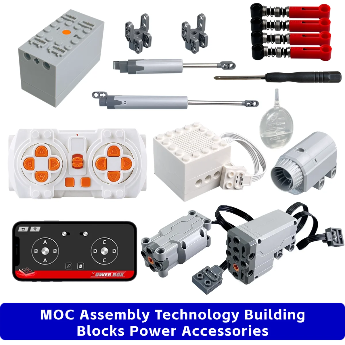 

MOC Power Technology Group APP Programming Kit Compatible with Small Particle Building Blocks Sports Car Motor Accessories