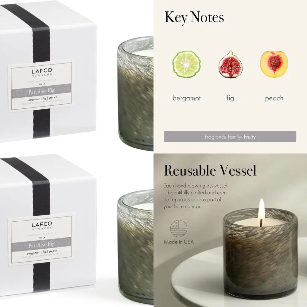 

50-часовая классическая свеча Fig из многоразового разбитого стекла ручной работы, сделано в США