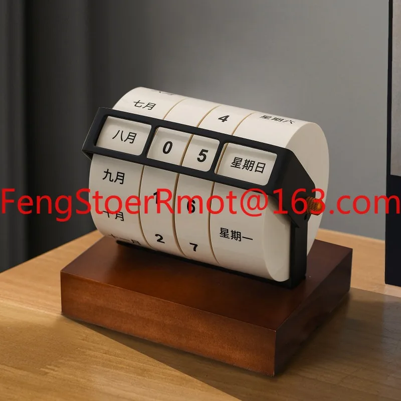 For Home Office Reusable 2025 Calendar Rotary Perpetual Desk Calendar Wooden Wheeling Calendar Month Week Day Date Display