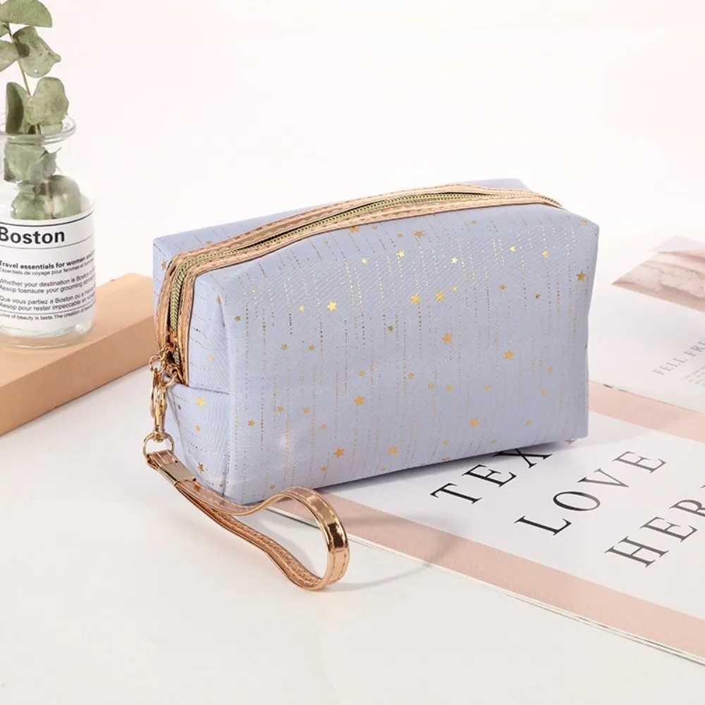 Vintage Large Capacity Makeup Bag Rainproof Breathable Storage Bag Lightweight Gold-tinted Toiletry Organizer Travel