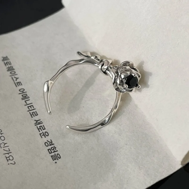 925 Sterling Zilver Open Vinger Ring Goud Kleur Elegante Bloemknop Asymmetrische Zoete Voor Vrouwen Sieraden Gift Dropship Groothandel