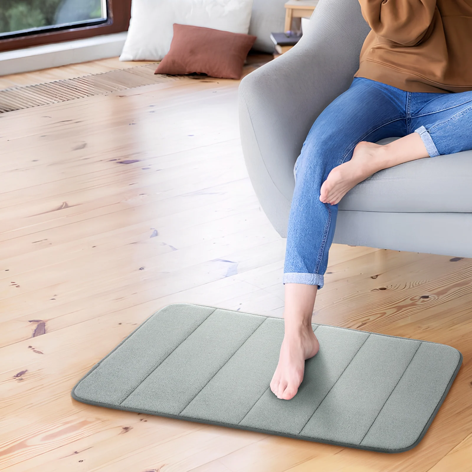 

Thickened Entry Bath Mats 40x60cm Slow Rebound Non Slip Quick Dry Floor Carpet Grey Tub Mat Bathroom Door Essentials