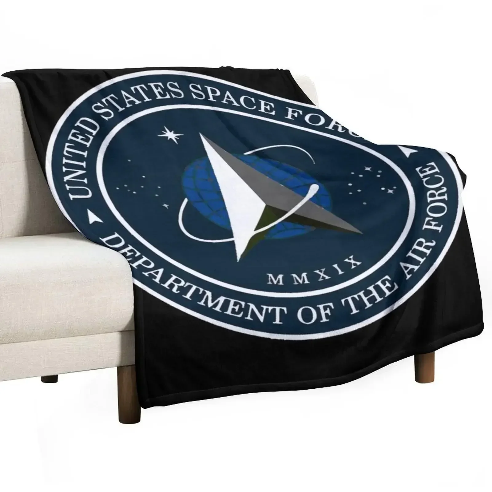 Space Force Insignia, From Official USSF Seal, Logo Throw Blanket Decoratives Hairy Polar Designers Blankets