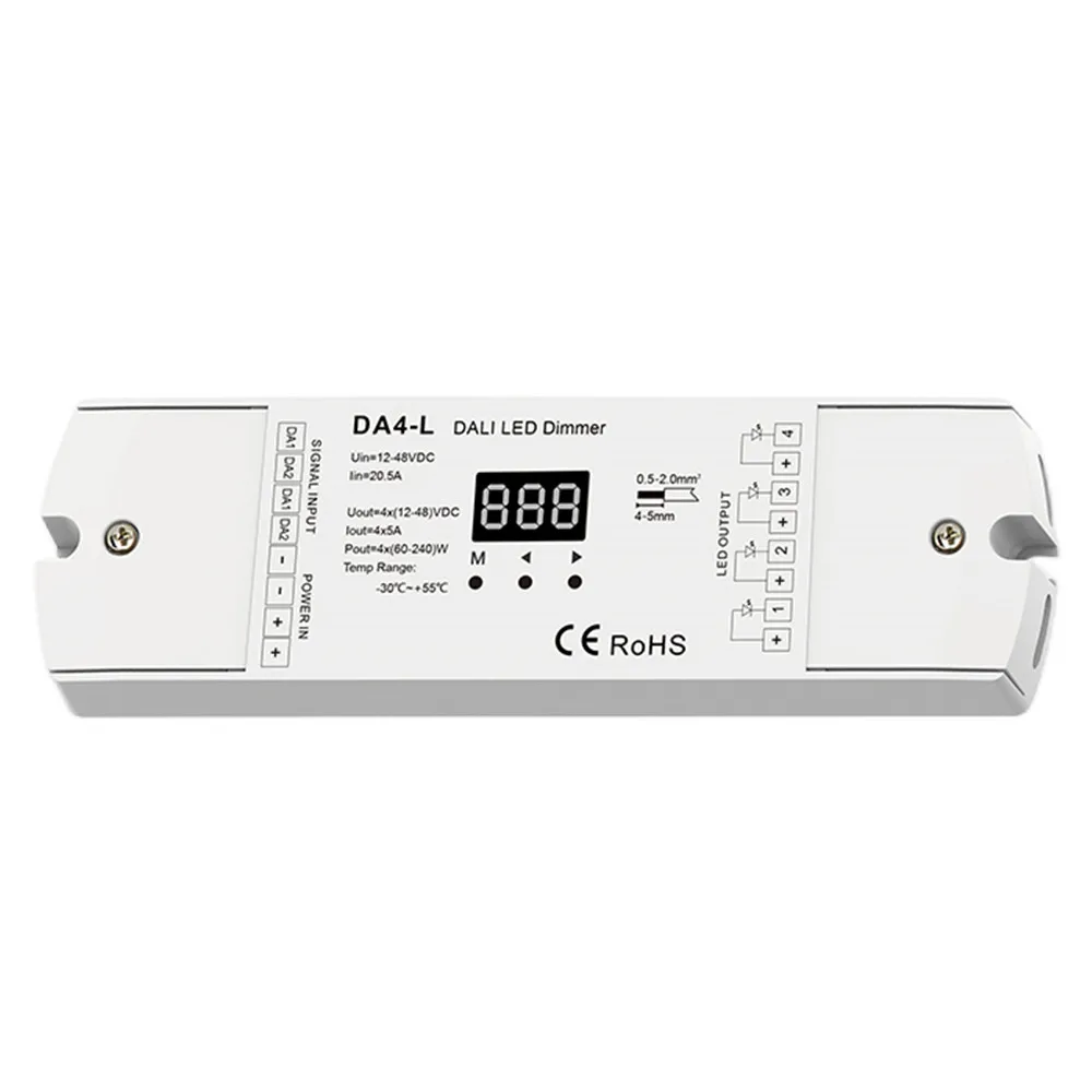 Skydance DALI CV PWM Digital Dimmer DC12/24V 1/4 DALI Address,  Automatically Assigned By DALI Master 1/4 Channel Display