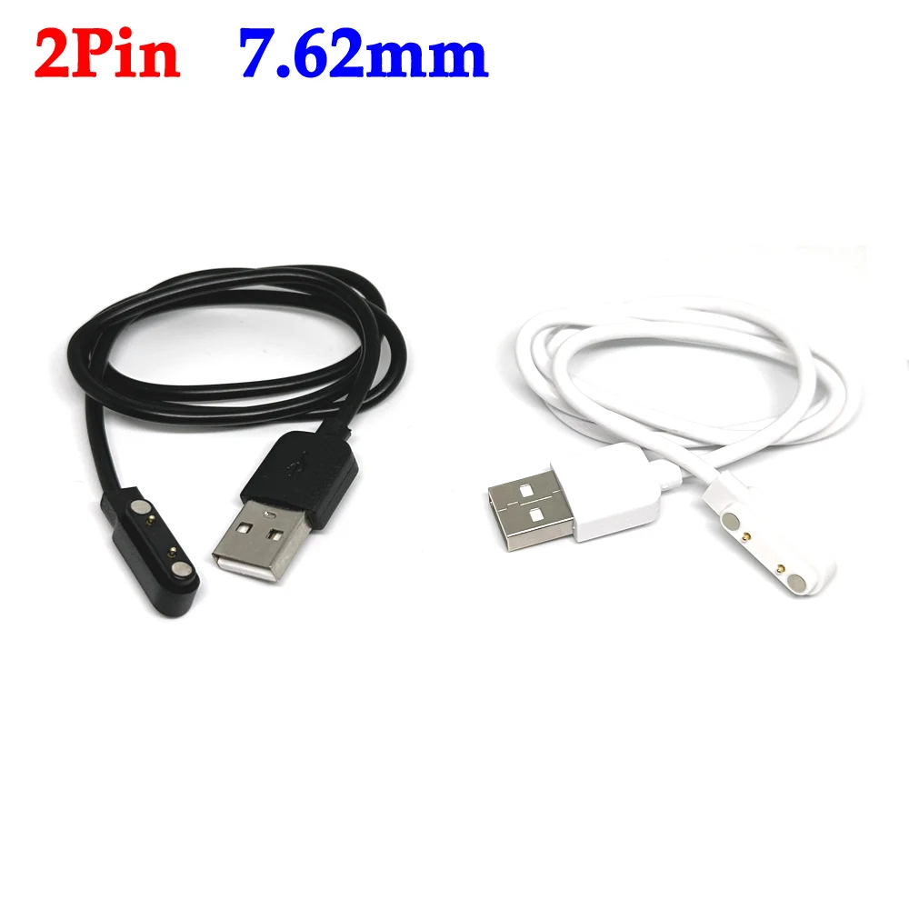 

1/2PCS Universal Smart Watch Charger Cord Magnetic Charging Cable 2 Pin USB Charger For Smart Watch 7.62mm Charging Cables