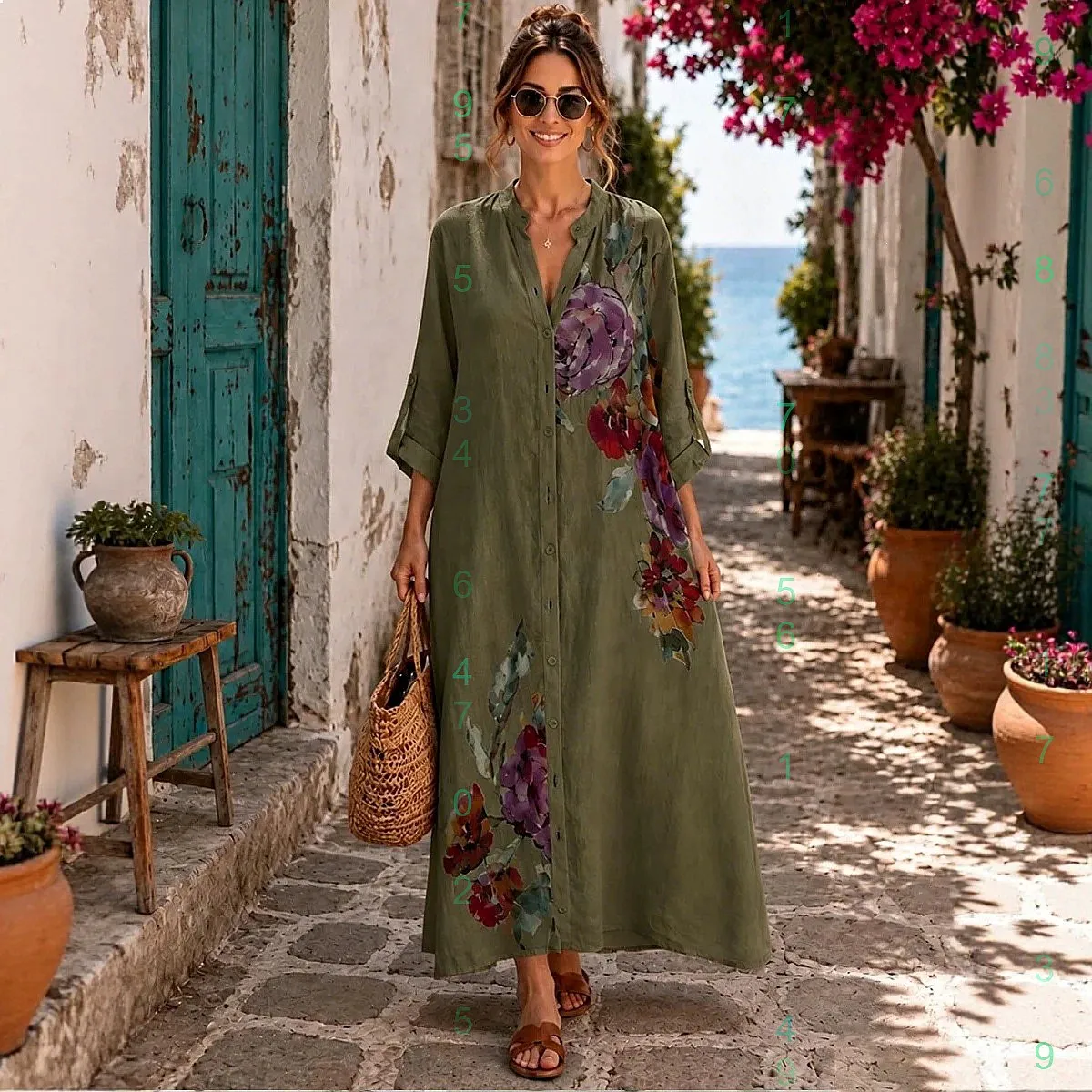 

Retro Elegant Women Shirt Collar Bohemian Long Dress Single Breasted Cardigan Dresses Spring Summer