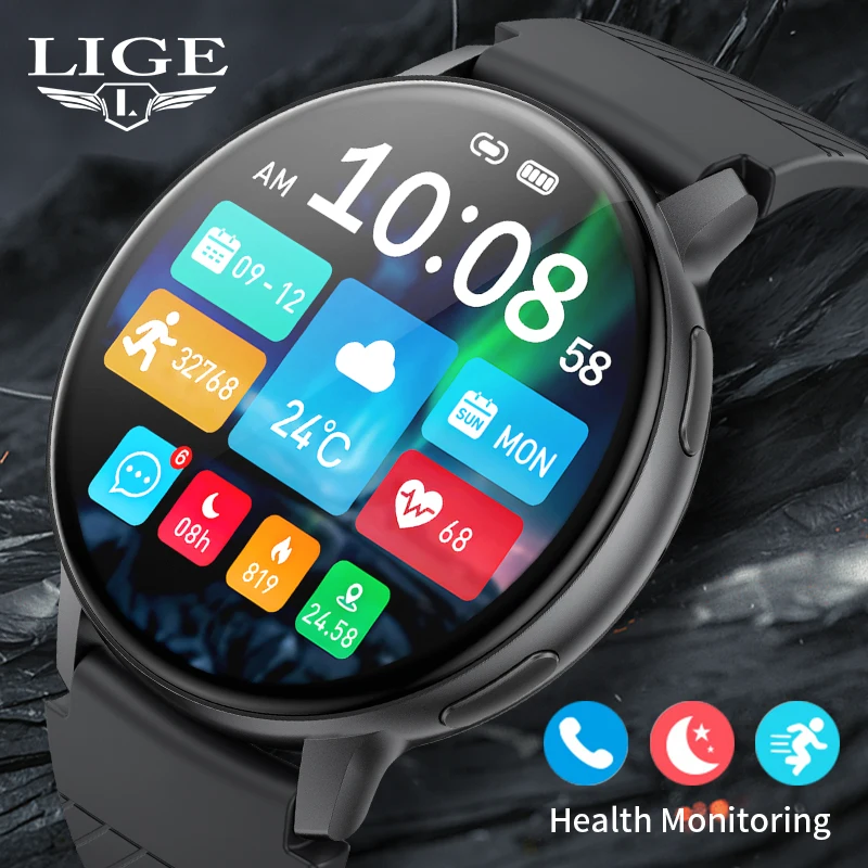

LIGE New Smart Watch 1.39'' HD Large Screen Magnetic Charging Wireless Call Music Control 110+ Sports mode Smart watches for men