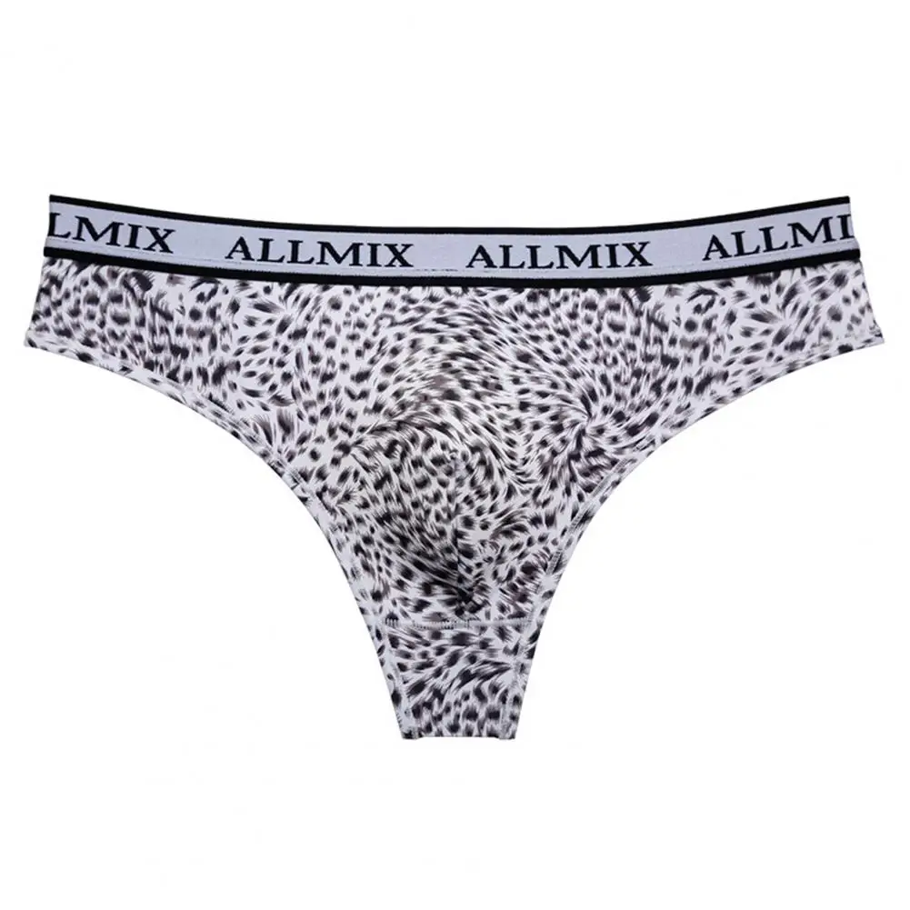 Men Sexy Briefs Leopard Pattern Letter Print Thong Low-rise Panties Elastic Underwear Breathable Sexy Thong Shorts Box Slip Kit