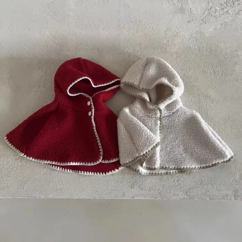 Baby Clothing Korean Style Autumn and Winter Boys and Girls Baby Cape Hooded Personality Velvet Windproof Warm Casual Top