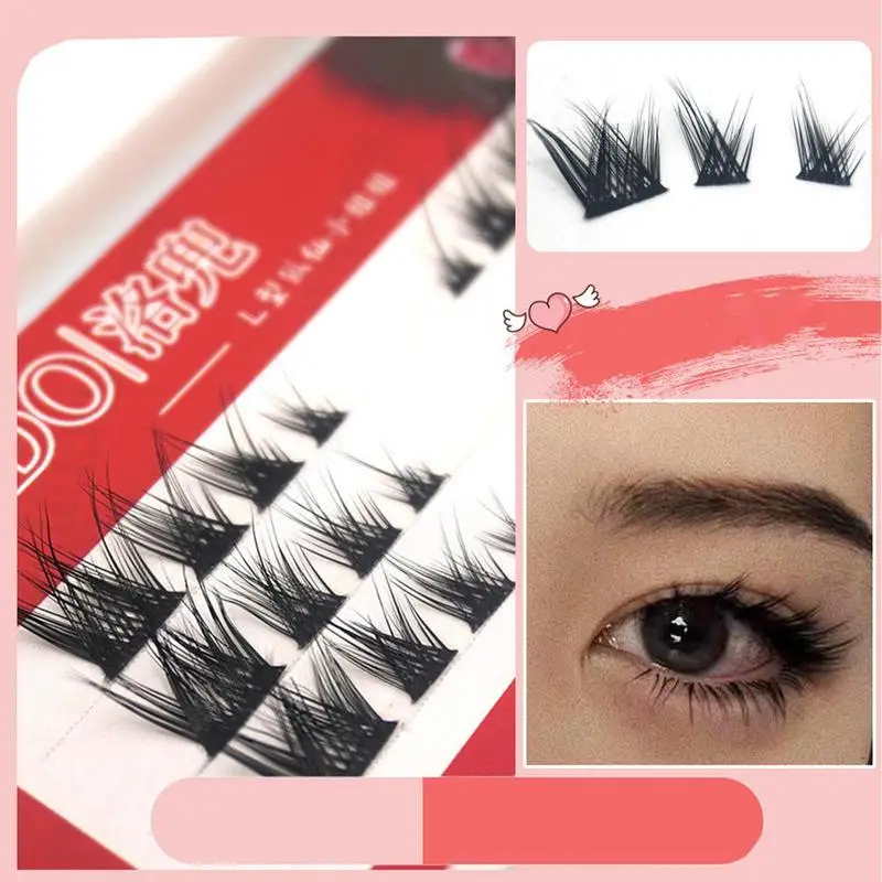 3 Rows False Eyelashes Manga False Eyelashes C Curl Segment Lashes Cluster 3D Individual Eyelashes Natural Look Eyelashes