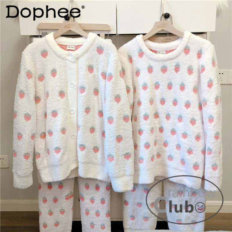 pijamas-de-manga-larga-con-estampado-de-fresa-para-nina-conjunto-de-ropa-de-casa-gruesa-y-calida-de-estilo-japones