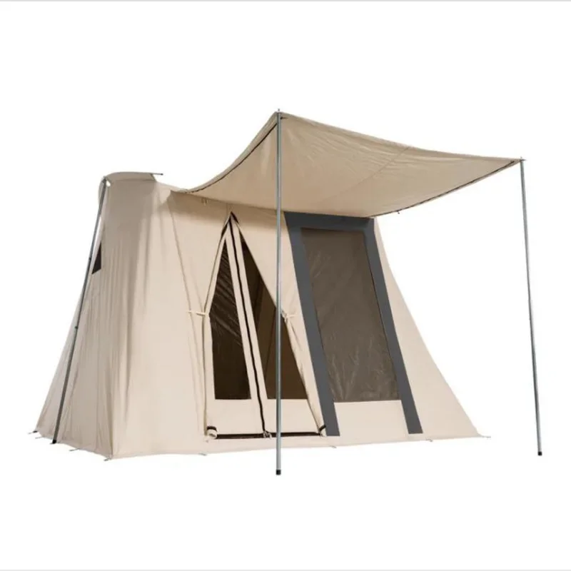 

Retro Spring Tent Outdoor Camping Bow-Shaped Easy-to-Put-up Tent 4-Person Camping Rain-Proof Thickened Cotton-Cloth Tents