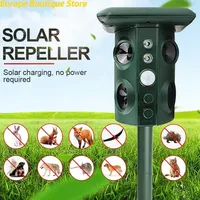 Solar Powered Ultrasonic Animal Repeller PIR Motion Sensor Sonar Repeller Frighten Animals For Outdoor Garden Deterrent Device