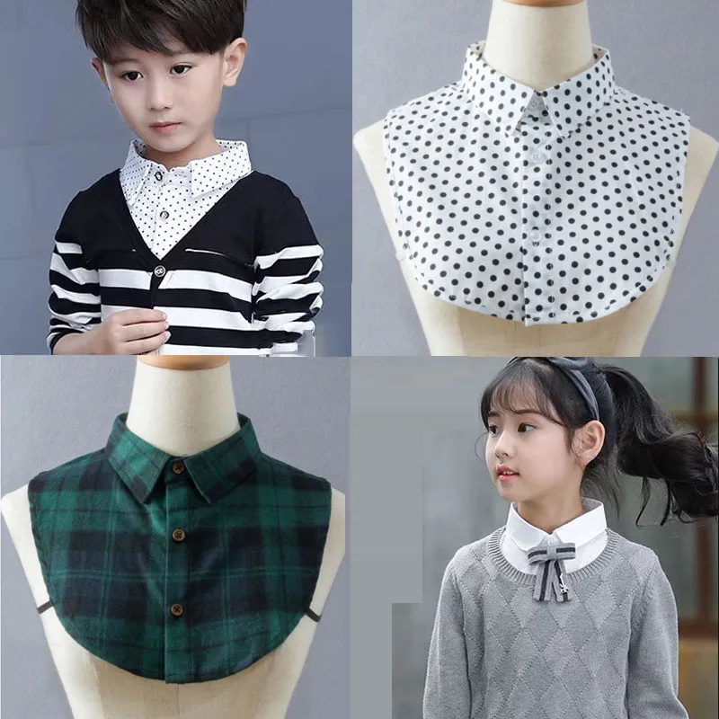 

Kids White Fake Collar Shirt Cotton Necktie False Collar Children Detachable Shirt Collar Boys Girls Collares Mujer Faux Col