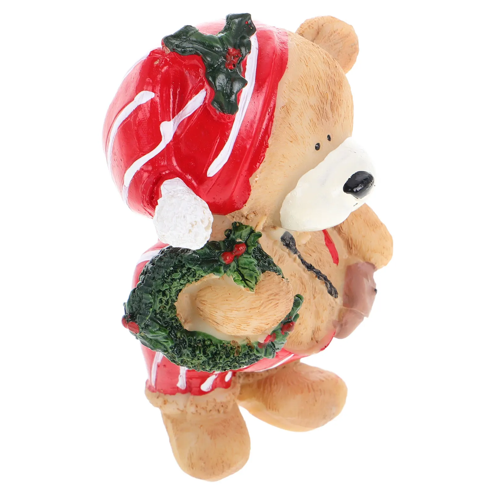 

Cute Bear Resin Figurine Christmas Decor Home Office naments Xmas Table Mantel Lawn Photo Prop Santa Craftsmanship