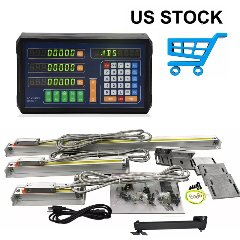 Dro 3 Axis Digital Readout with 0.005mm Linear Glass Scale Optical Grating Ruler for Lathe Milling Machine