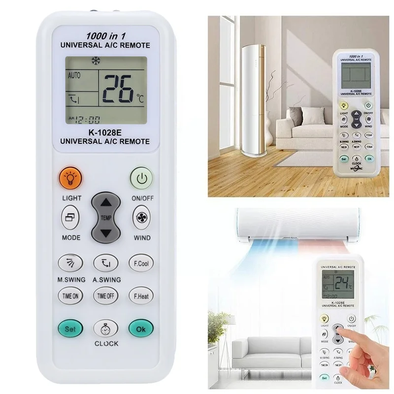 K-1028E 1000 In 1 Universal Air Conditioner LCD A/C Remote Control For Haier Geli Hitachi Panasonic Sharp Midea Fujitsu Guqiao