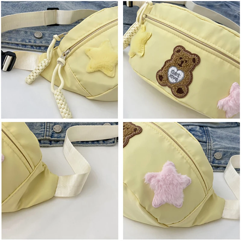 Crossbody Chest Bag Waistbag for Children Casual Durable Cute Bear Bag for Girls Small Adjustable Belt Kids Snack Shoulder Bags