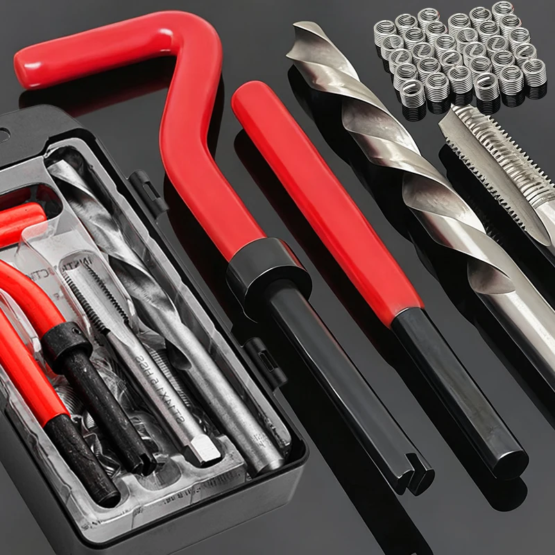 Stainless Steel Thread Insert for Restoring Damaged Threads Twist Drill Spanner Wrench Twist Drill Metric Thread Repair Kit Tool