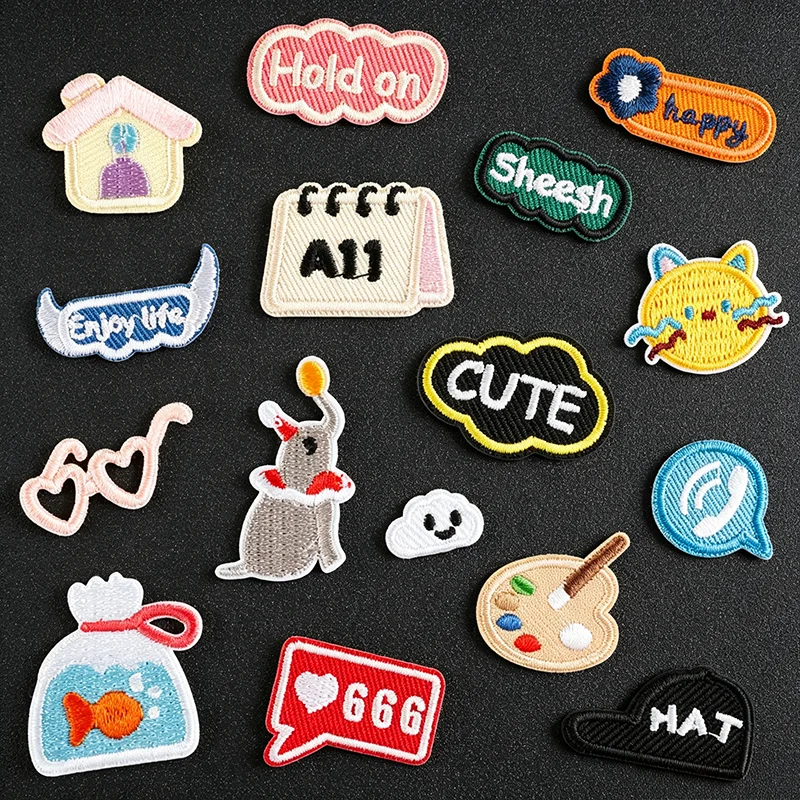 Cartoon Cute Drawing Board Patch Embroidered Cute Badges Hippie Iron On Kids Patches For Clothes DIY Stickers Stick-on Badge