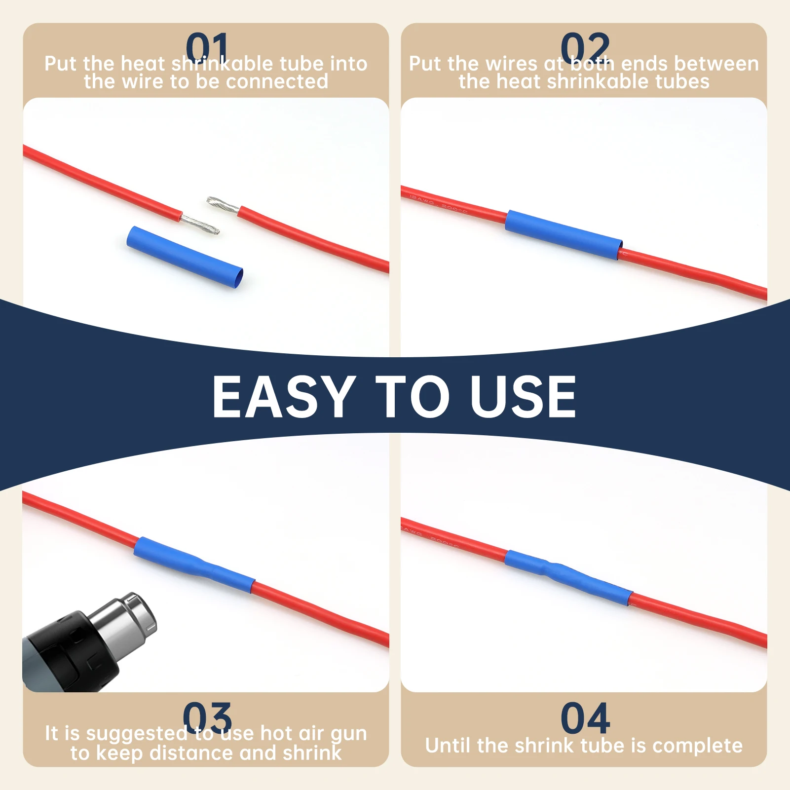 Heat Shrink Tubing Kit 73-900pcs 2:1 3:1 4:1 Ratio Cable Wire Insulation Sleeve Electrical Repair Protector Automotive Marine