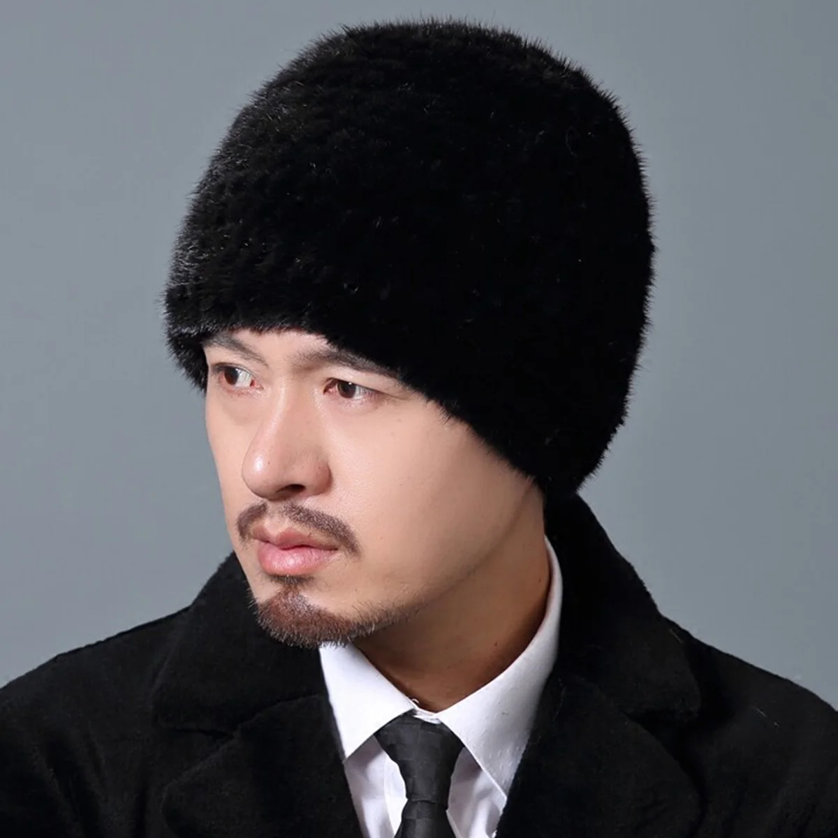 

Real Mink Fur Hat Winter Warm Beanie Cap Headwear Outdoor Travel Ski Natural Mink Fur for Men Hot Sale FEIMANYUAN