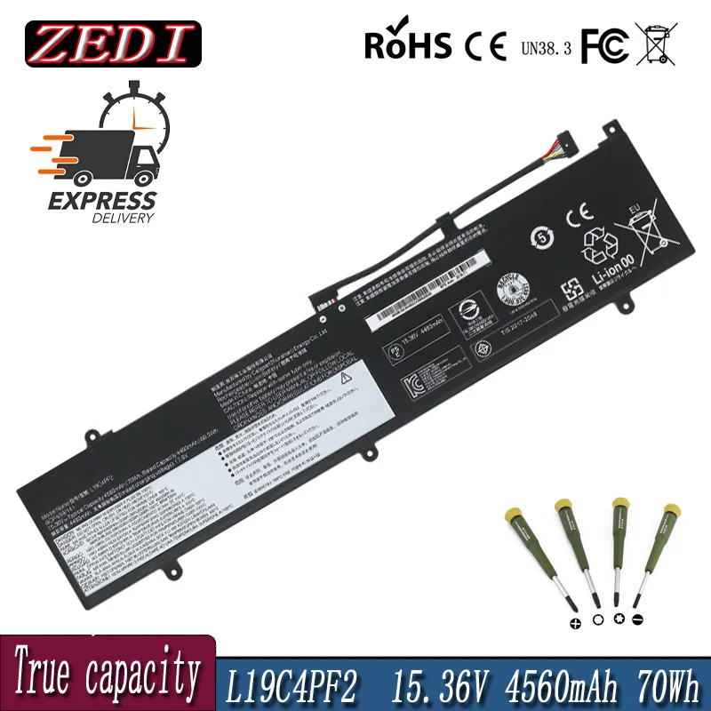 ZD L19M4PF2 L19C4PF2 Battery For Lenovo S750-15 Yoga 7-15IMH05 Slim 7 15 SB10X18189 SB10X18190 5B10X18187 15.36V 70Wh Free Tools