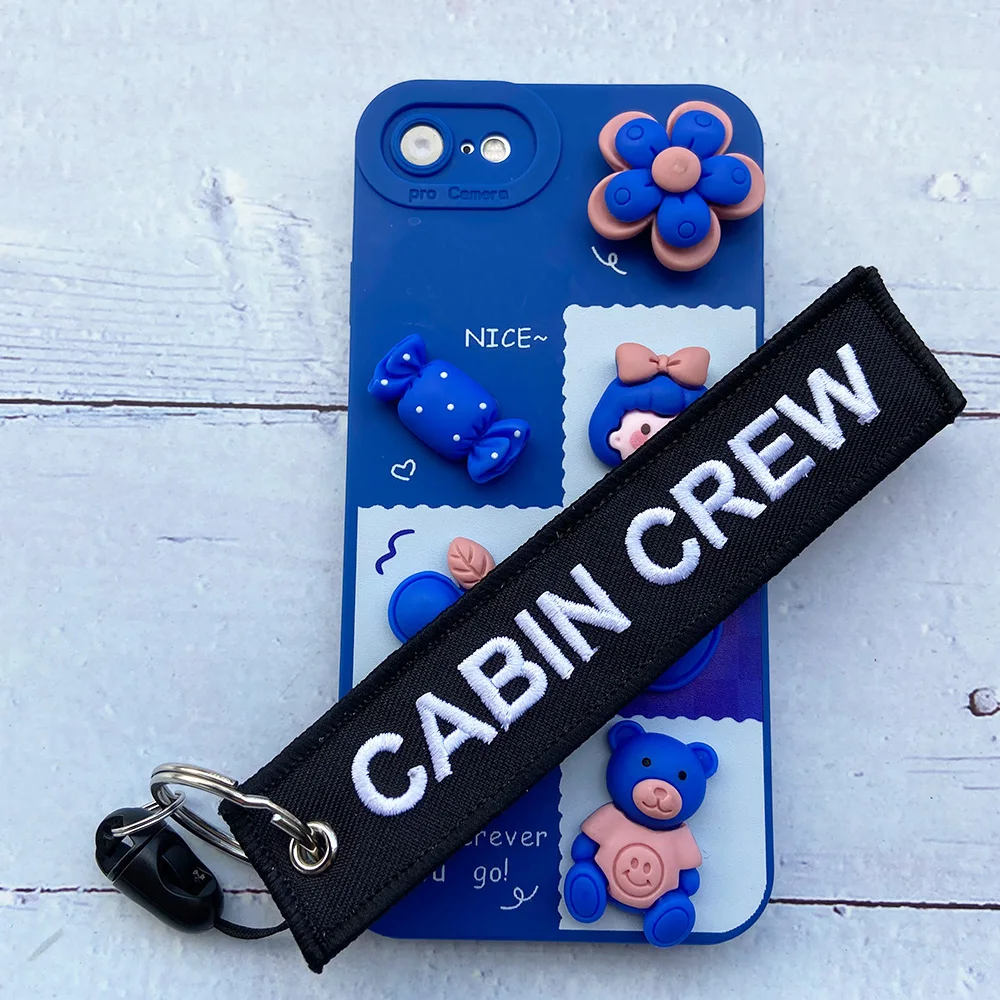 1 Set Side A CABIN CREW Side B Plane Bracelet Phone Strap Embroidery Keys ID Card Gym Straps USB Badge Holder for Aviator