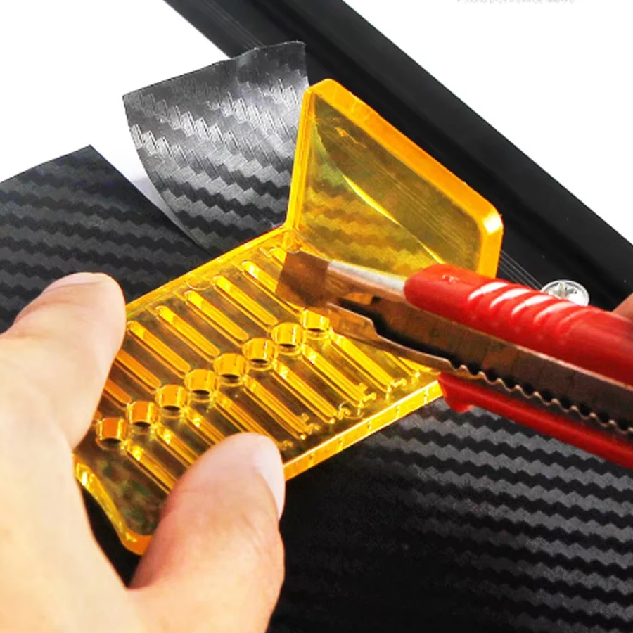 

2pcs car wrap film cutting and cutting tools, film packaging scraper, plastic adhesive sticker cutting knife measuring device, u