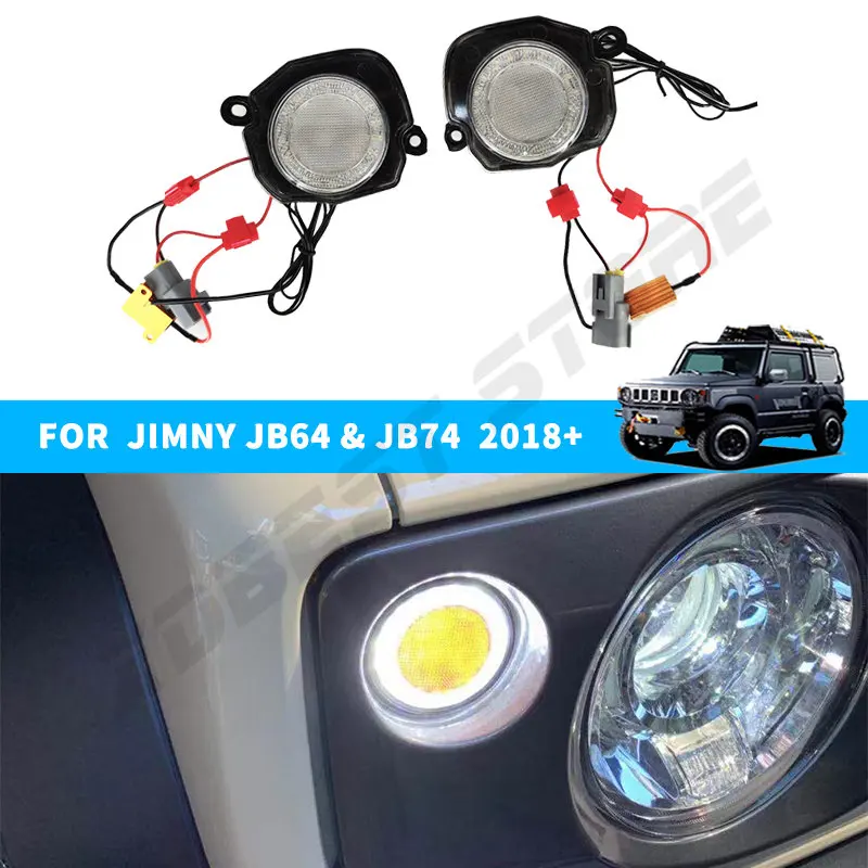 

2Pcs/Pair Angel Eyes LED Car Turn Signal Light Head Marker Daytime Running Light for Suzuki Jimny JB64 JB74W 2019-2023