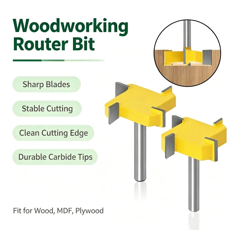 4 Pcs 4 Flute T-Slot Router Bit, 1/4