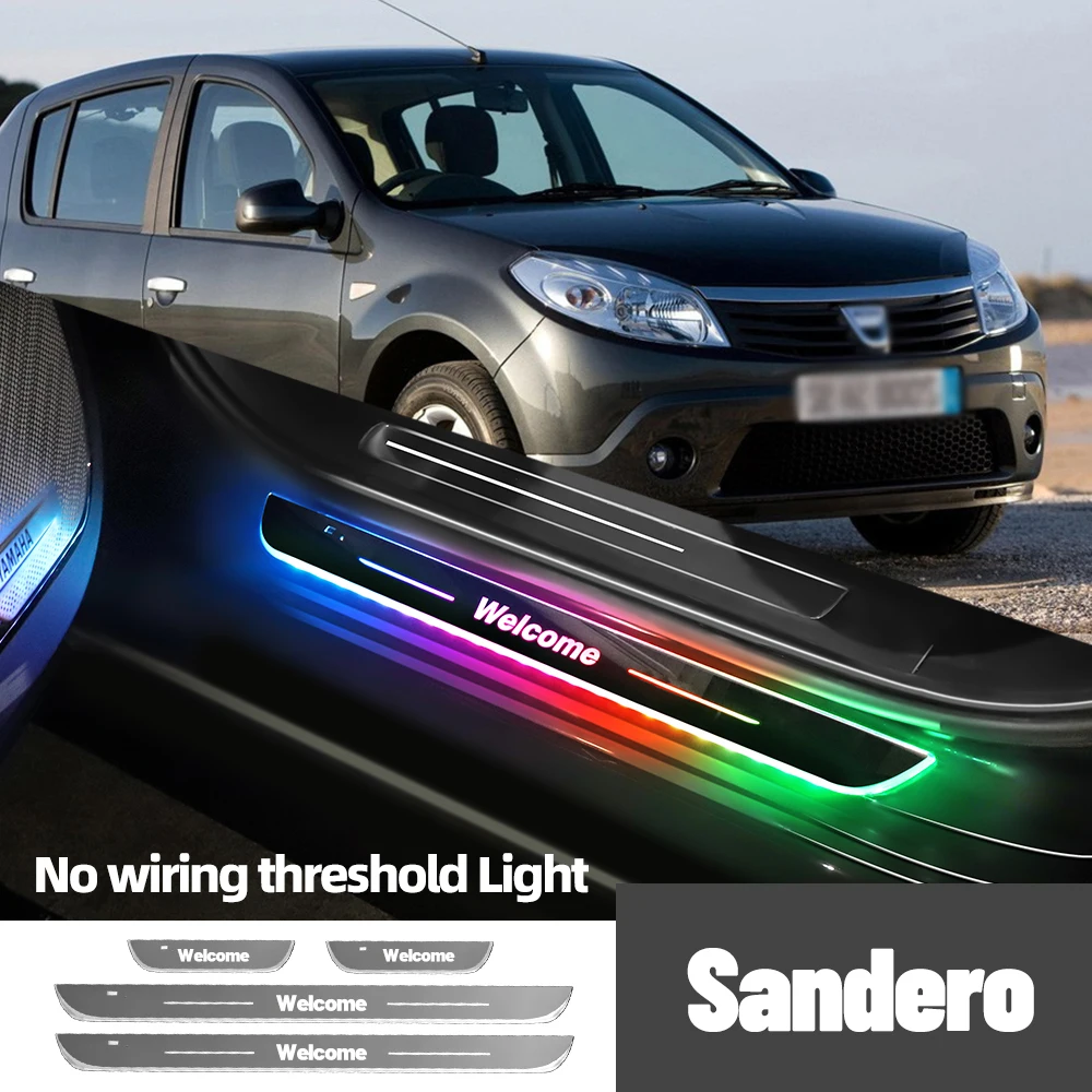 For Dacia Sandero Stepway 2007-2023 2018 2020Car Door Sill Light Customized Logo LED Welcome Threshold Pedal Lamp Accessories