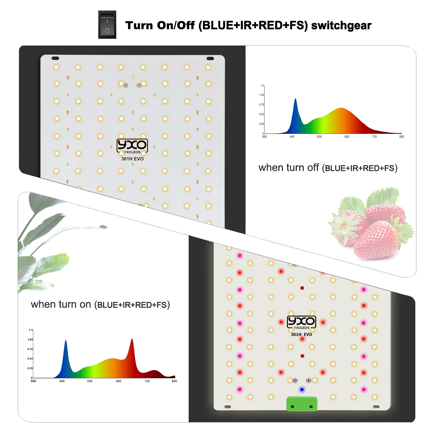 YXO 65W 120W Full Spectrum LED Grow Light LM301H EVO Full Spectrum ...