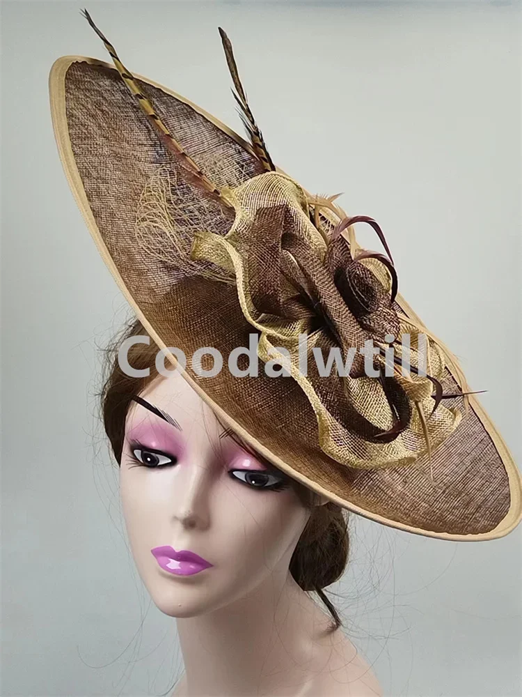 Big Derby Chic Fascinator Wedding Headpiece Large Elegant Women Church Party Millinery Cap Ladies Occasion Show Chapeau Cap