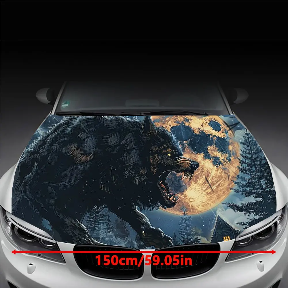 Terrifying Werewolf Full Moon Car Hood Wrap Color Vinyl Sticker Truck Graphic Bonnet Auto Accessories Decoration Decal Gift