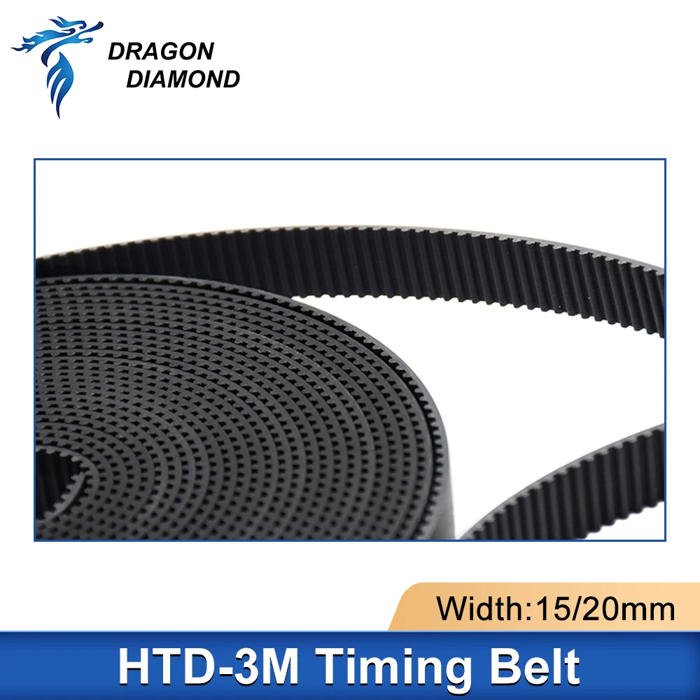 HTD-3M Open Timing Belt Width 15mm 20mm PU Transmission Belt Strap Synchronous 3M Belt For Co2 Laser Engraving Cutting Machine
