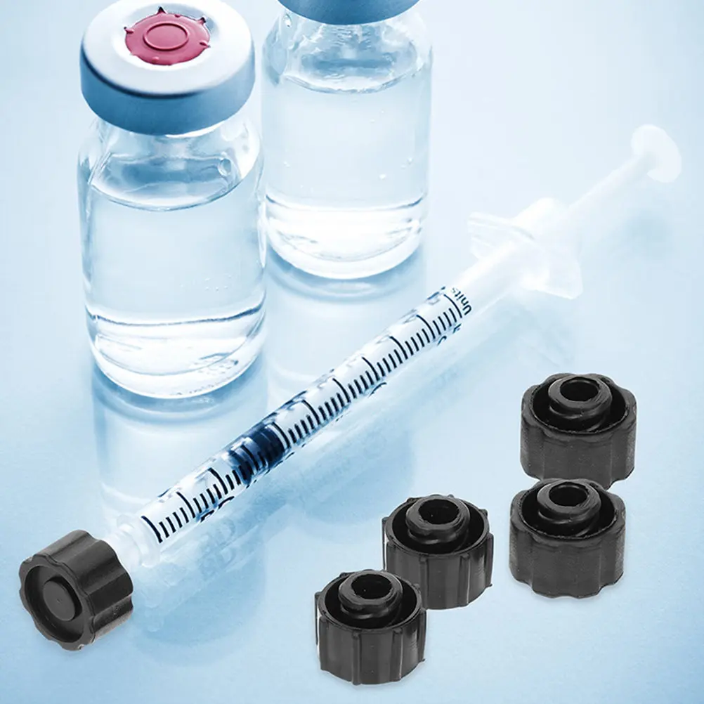 

10Pcs Syringe Lock Cap Black Industrial Use Syringe Adapter Plugs for Dispensing Needle Caps Laboratory Equipment