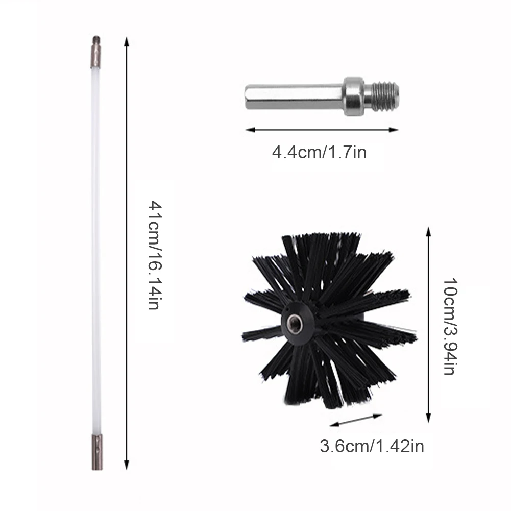 굴뚝 브러시 세트 100/150mm 브러시 헤드 건조기 환기 클리너 키트 유연한 굴뚝 청소 세트 벽난로 내부 벽 청소 도구