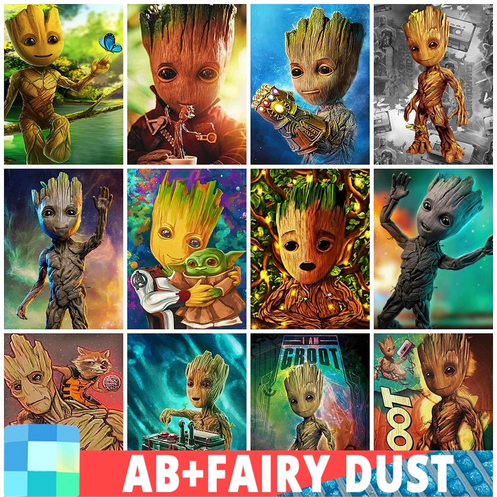 Fairy Dust AB Disney Diamond Painting Groot Mosaic Superhero Picture Rhinestones Embroidery Guardians Of The Galaxy Handmade