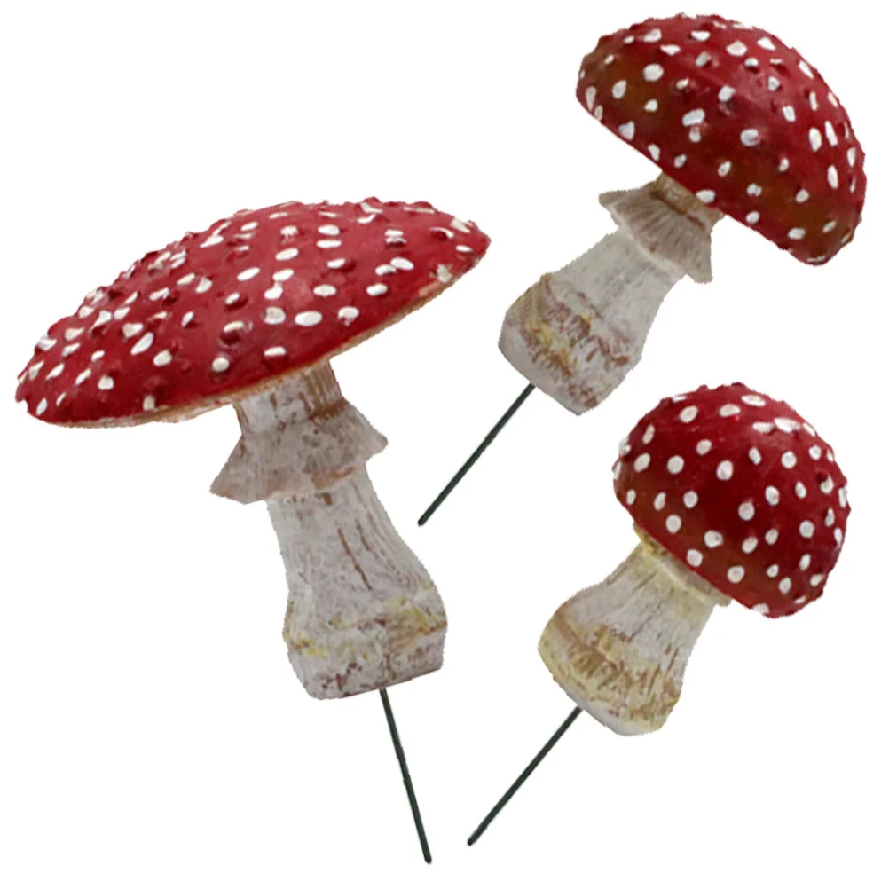 

3Pcs Micro Mushroom Adornments Resin Miniature Garden Decor Compact Space-Saving Micro Landscape Bonsai Decoration