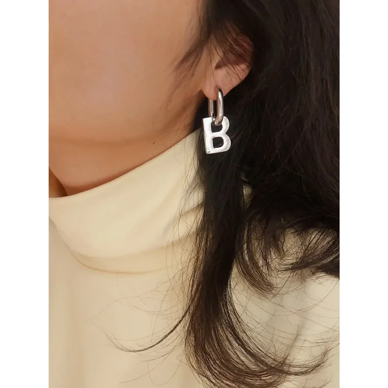 High Quality Letter B Drop Earrings for Women Men Trendy Elegant Korean Minimalist Gold Silver Color Statement Earrings Jewelry