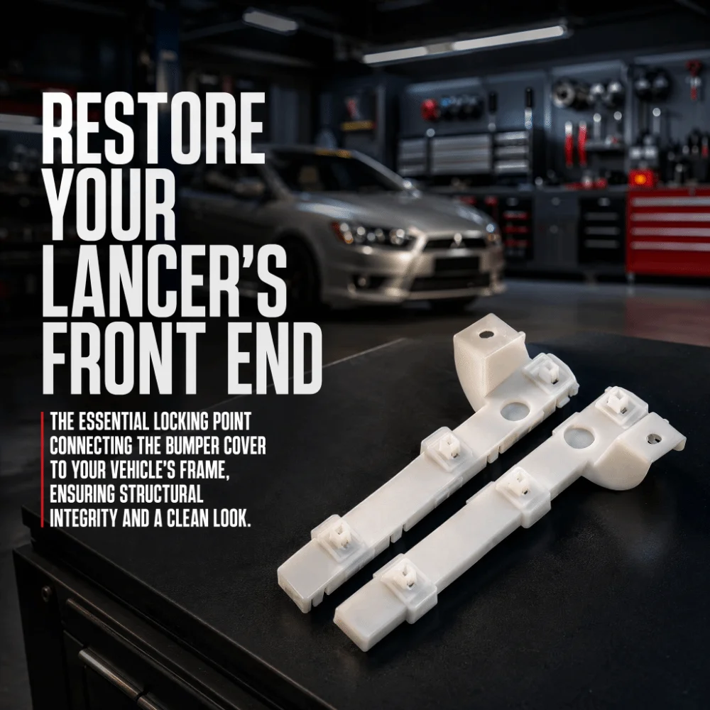 2PCS White Bumper Bracket ABS 6400F549, 6400F550 Front Retainer Bumper Support for Lancer 2008‑2017 Exclude Evo Version