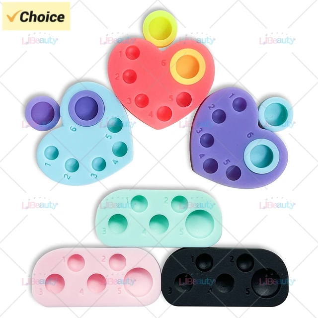 Libeauty 1 szt. Mini paleta silikonowa 6-funkcyjna taca do podnoszenia rzęs i odcienia brwi Laminowanie rzęs Podkładki do trwałej ondulacji Narzędzia do makijażu