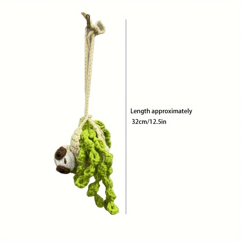 Car Hangings Cartoon Cute Sloth Car Sloth Crochet Sloth Car Holder Rear View Mirror Ornament Automotive Interior Decoration