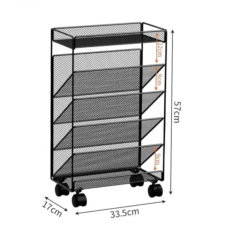 

Student plastic bookshelf floor type file office Storage Holders movable pulley Children's reading materials Organization Racks