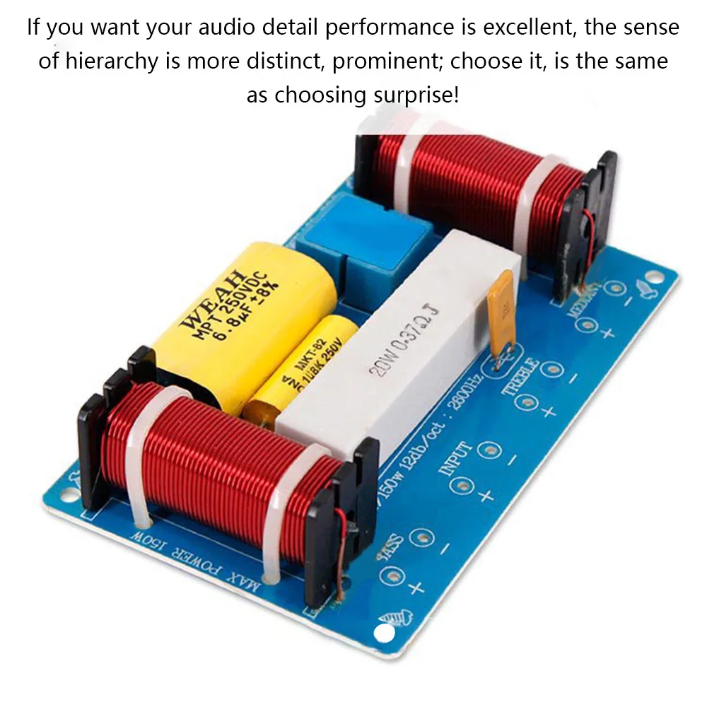 120W Lautsprecher 3-Wege-Audio-Frequenzweiche Hochton-Mitteltöner-Bass-Crossover-Lautsprecherfilter für 8-Zoll-Lautsprecher DIY – Detail 8