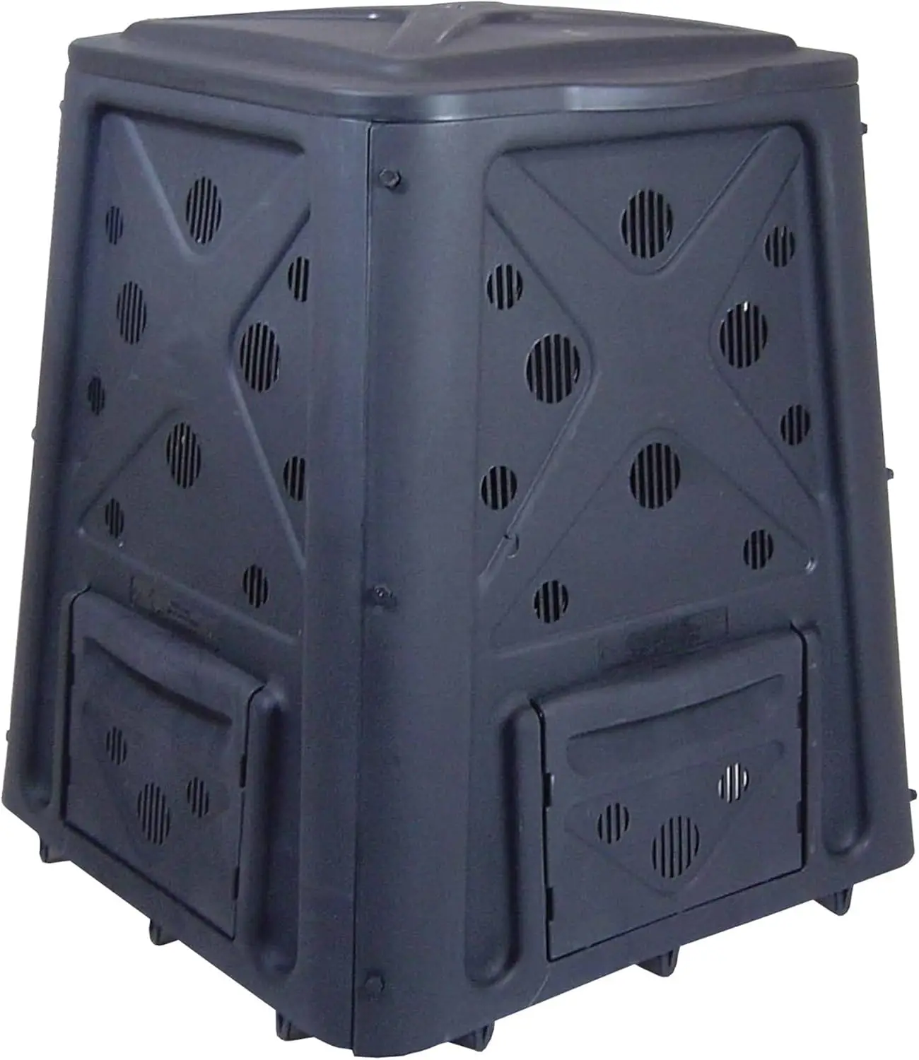 

Redmon 65 Gallon Outdoor Compost Bin with Snapping Lift Off Lid, 4 Door Access, and Multiple Vent Holes for Garden