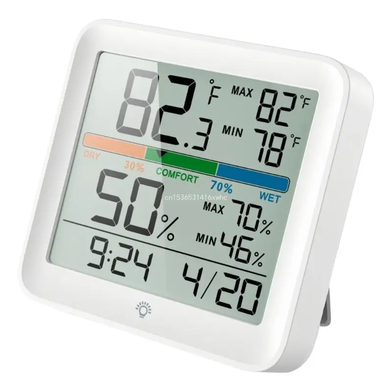 

Dropship Indoor Climates Control Hygrometer with Time Display Accurate Temperature & Moisture Readings Comprehensive For Any