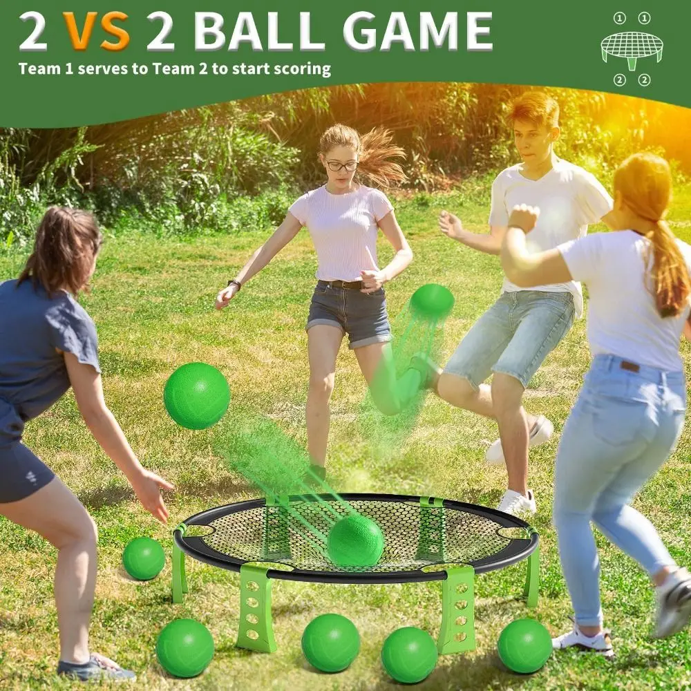 

New Fitness Equipment Net Beach Ball Game Set 2 Balls PVC Beach Volleyball Green Mini Beach Volleyball for Kids